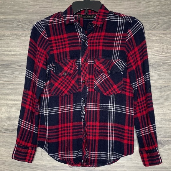 Zara Tops - Zara Basic Plaid Long Sleeve Shirt Size XS